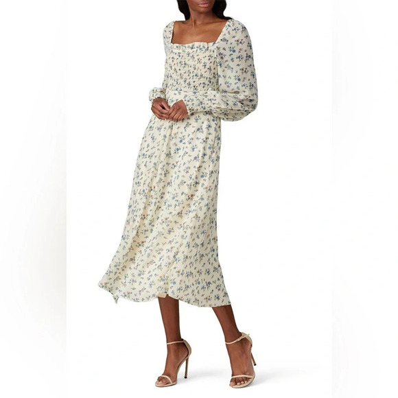 RTR Sweet Baby Jamie Floral Flowy Midi Dress Prairie Cottagecore Boho Garden SzS - Picture 1 of 13
